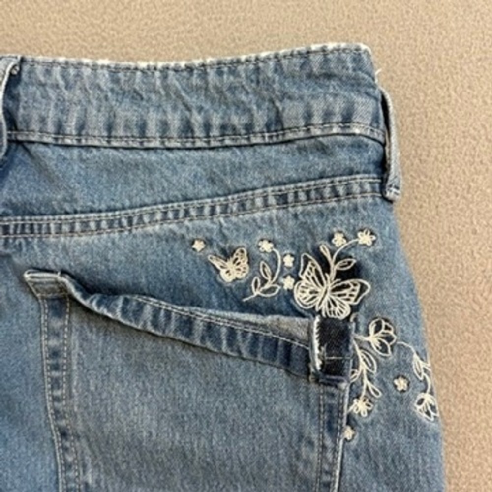Hollister Low Rise Baggy Jeans W25 0R Medium Wash Butterfly Embroidered Wide Leg - Picture 6 of 12